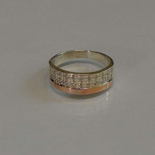 Серебряное кольцо с золотыми напайками