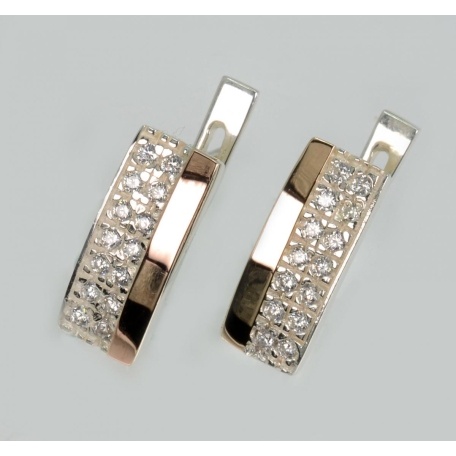 Серебряные серьги с  накладками из золота