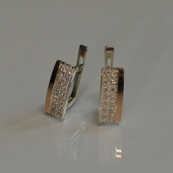 Срібні сережки з накладками з золота