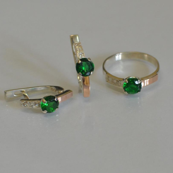 Срібний комплект з золотими пластинами