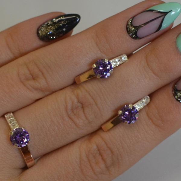 Срібний комплект з золотими пластинами