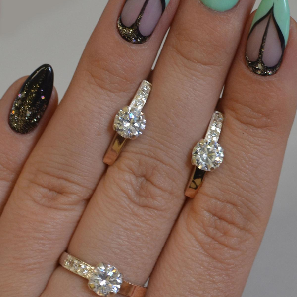 Срібний комплект з золотими пластинами