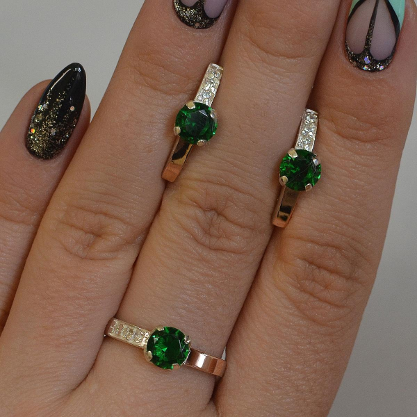 Срібний комплект з золотими пластинами