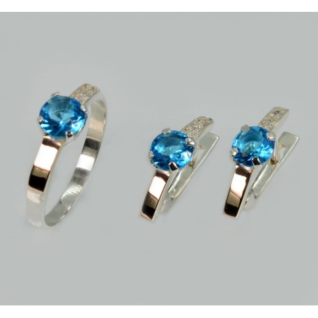 Серебряный комплект с золотыми пластинами