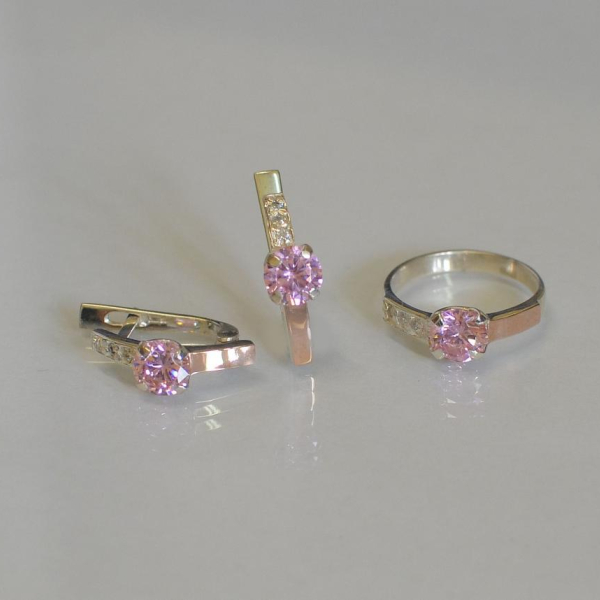 Срібний комплект з золотими пластинами