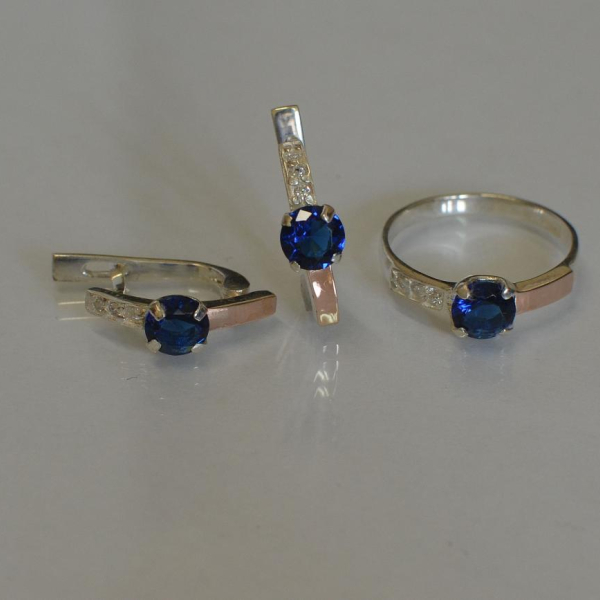 Срібний комплект з золотими пластинами