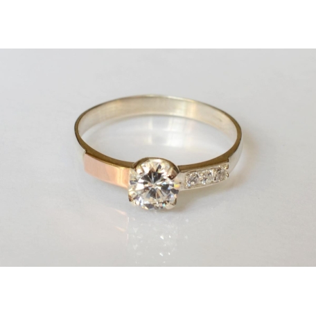 Серебряное кольцо с золотыми вставками