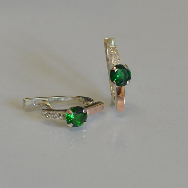 Срібні сережки  зі вставками з золота