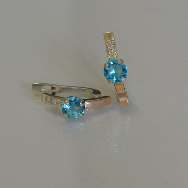 Срібні сережки  зі вставками з золота