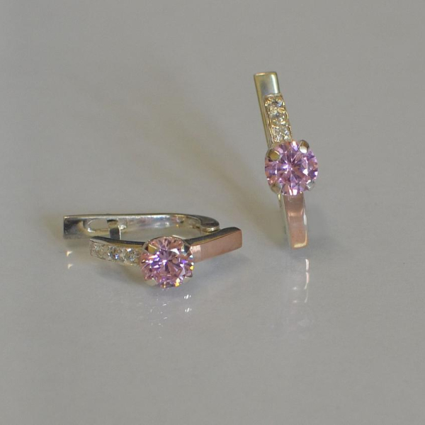 Срібні сережки  зі вставками з золота