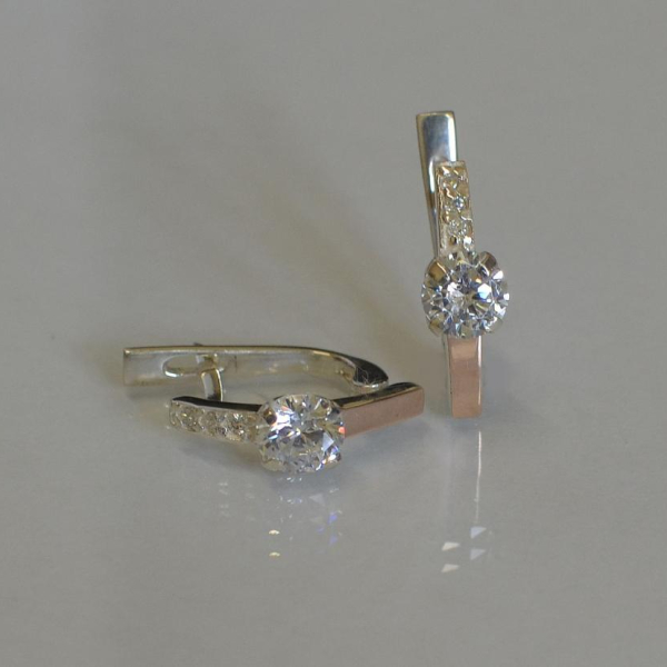 Срібні сережки  зі вставками з золота