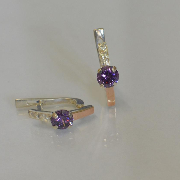 Срібні сережки  зі вставками з золота