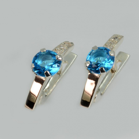 Срібні сережки  зі вставками з золота