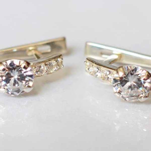 Срібні сережки  зі вставками з золота