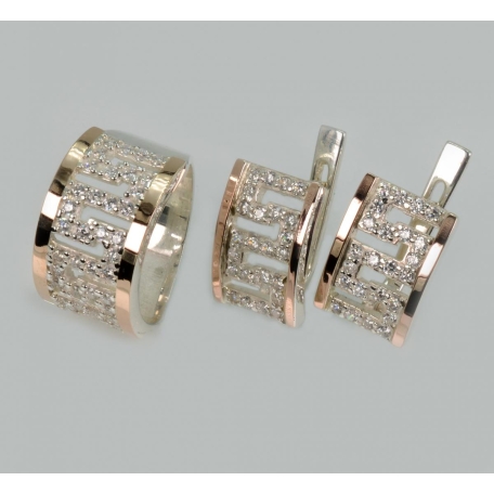 Серебряный набор с золотыми пластинами