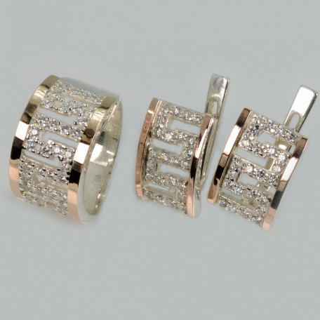 Срібний комплект з золотими пластинами