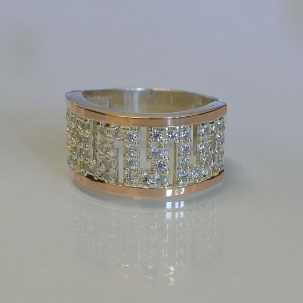 Срібна каблучка з золотими накладками