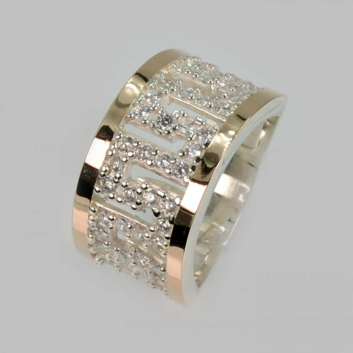 Срібна каблучка з золотими накладками