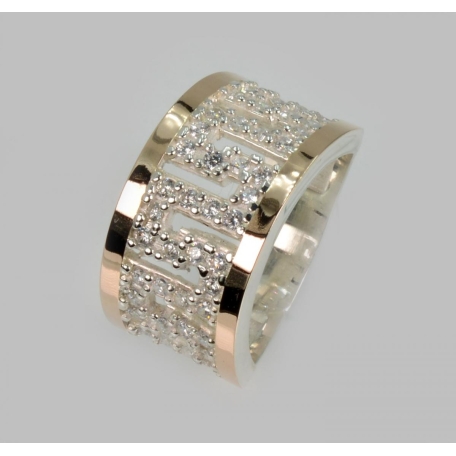 Серебряное кольцо с золотыми накладками