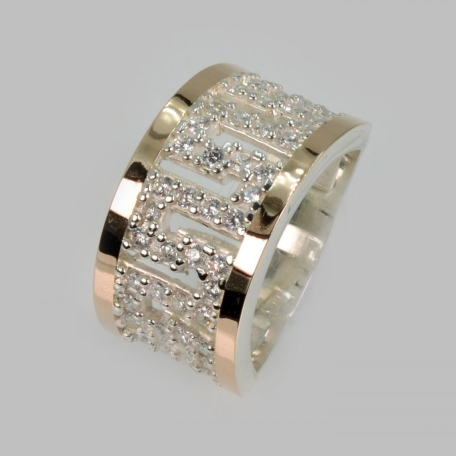 Срібна каблучка з золотими накладками