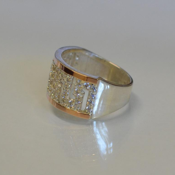 Срібна каблучка з золотими накладками