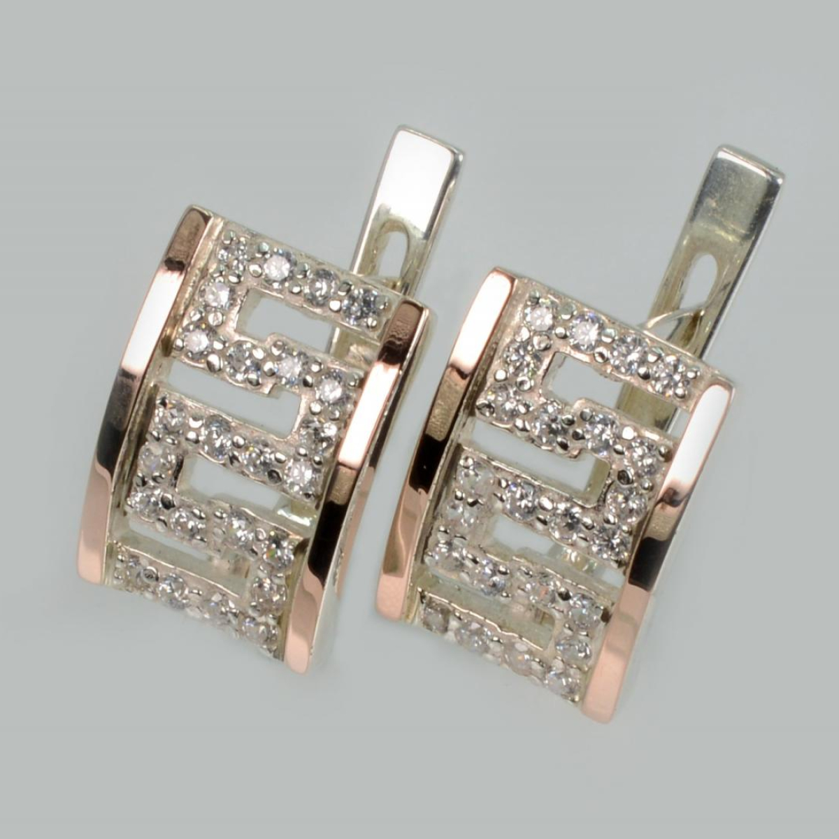 Срібні сережки з накладками з золота