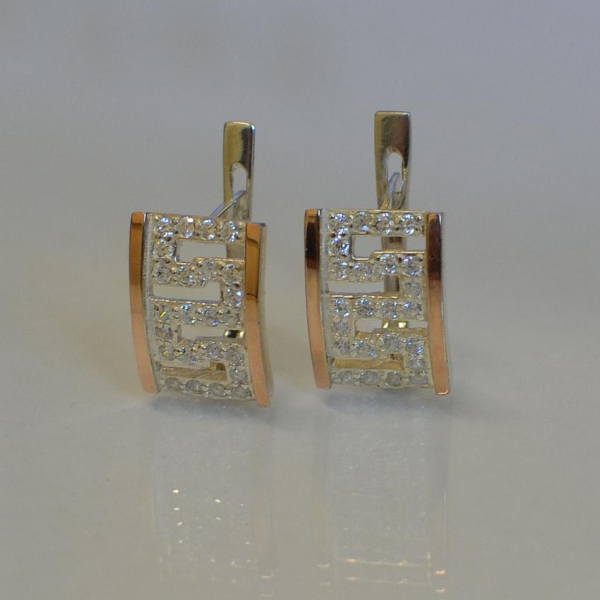 Срібні сережки з накладками з золота