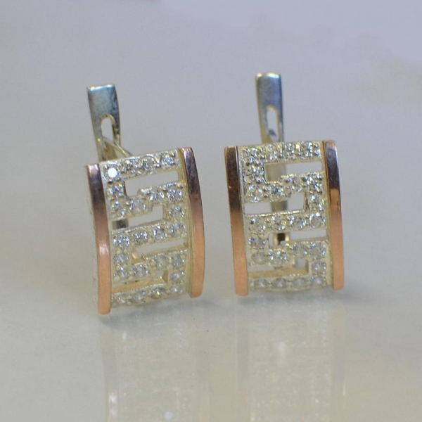 Срібні сережки з накладками з золота