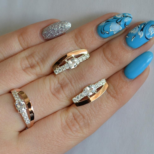 Срібний набір з золотими вставками