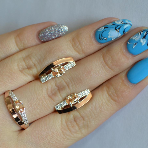 Срібний набір з золотими вставками