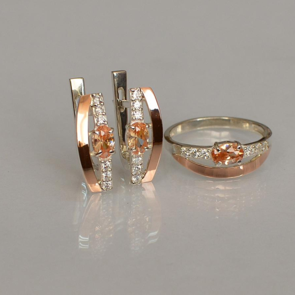 Срібний набір з золотими вставками