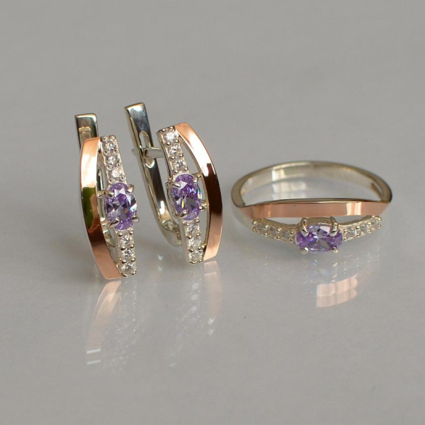 Срібний набір з золотими вставками