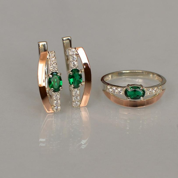 Срібний набір з золотими вставками