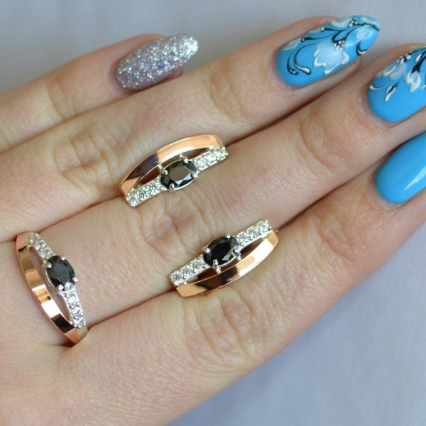 Срібний набір з золотими вставками