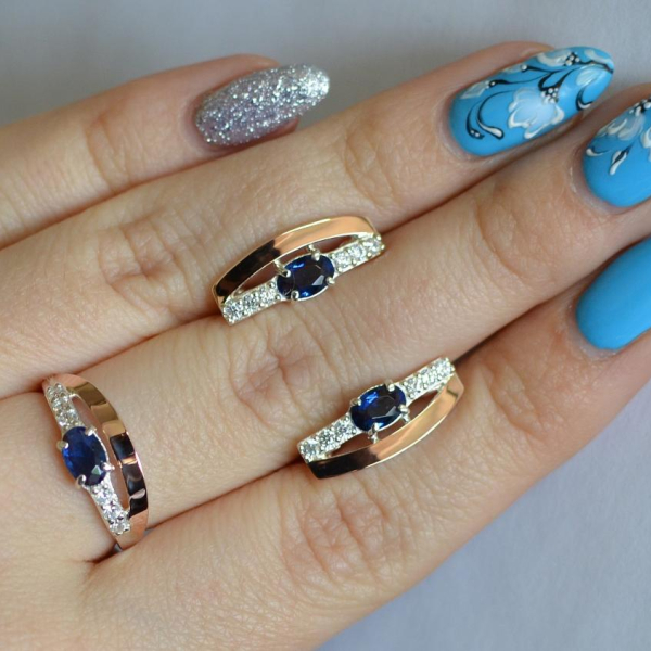 Срібний набір з золотими вставками