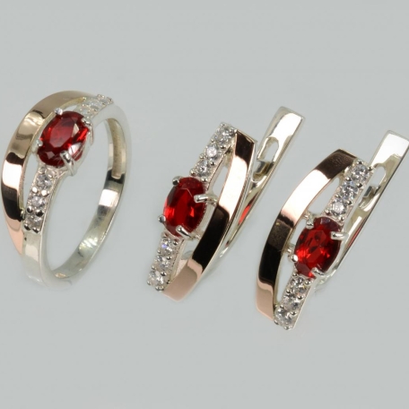 Срібний комплект з золотими вставками