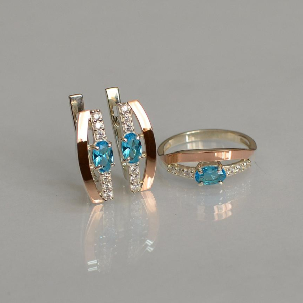 Срібний набір з золотими вставками