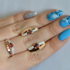 Срібний набір з золотими вставками