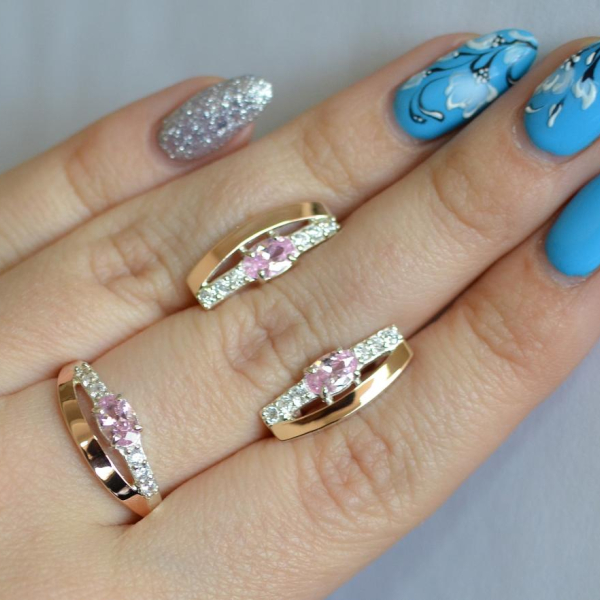 Срібний набір з золотими вставками