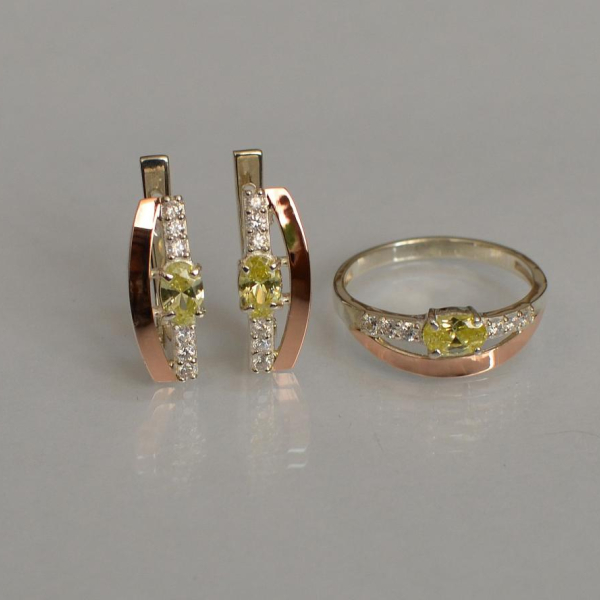 Срібний набір з золотими вставками