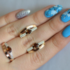 Срібний набір з золотими вставками