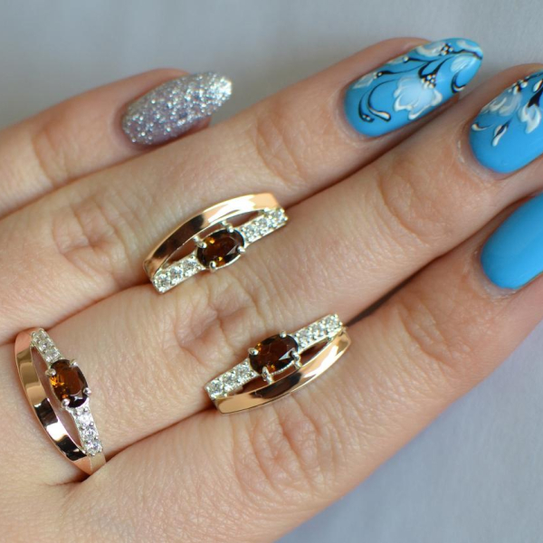 Срібний набір з золотими вставками