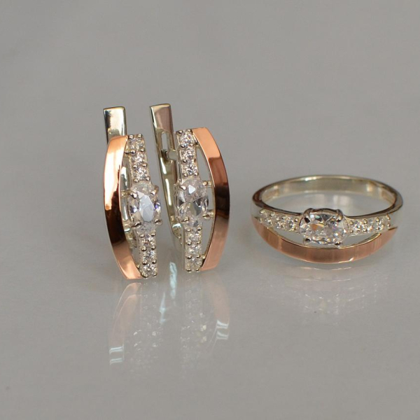 Срібний набір з золотими вставками