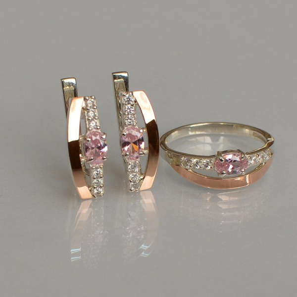 Срібний набір з золотими вставками