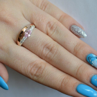 Срібна каблучка з накладками з золота