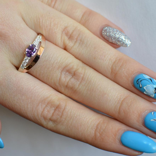 Срібна каблучка з накладками з золота