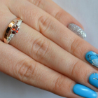 Срібна каблучка з накладками з золота