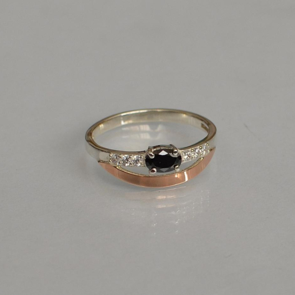 Срібна каблучка з накладками з золота