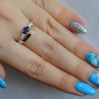 Срібна каблучка з накладками з золота