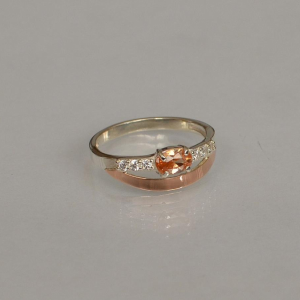 Срібна каблучка з накладками з золота